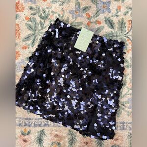H&M sequin navy skirt mini high rise holiday party festive new NWT XS